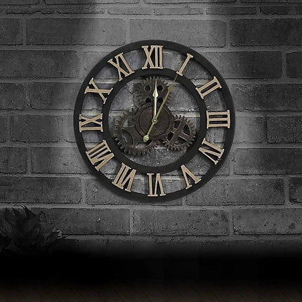 Industrial Gear Wall Clock 50cm For Living Room Decor - 50cm square industrial gear clock with numeric dial, silent quartz movement, wall decor