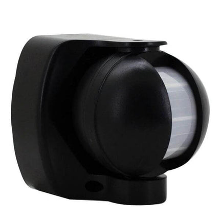 Infrared Motion Sensor Switch for Hands Free Lighting, 12m Detection - black wall-mounted PIR motion sensor for hallways and garages