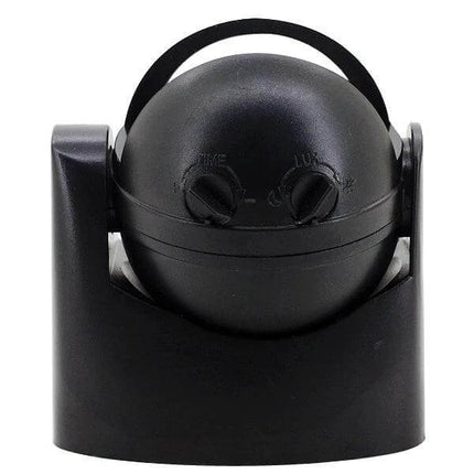 Infrared Motion Sensor Switch for Hands Free Lighting, 12m Detection - black compact wall-mount sensor with adjustable time and lux dials