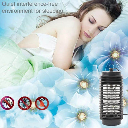 Insect Killer Lamp EU Plug For Indoor And Outdoor Use showing chemical-free quiet bedside mosquito control with soft low-energy light