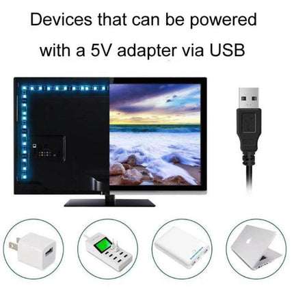 Intelligent RF Wireless Dimmable LED Strip Light Controller powering LED TV backlight via 5V USB adapter for under-cabinet and ambient lighting