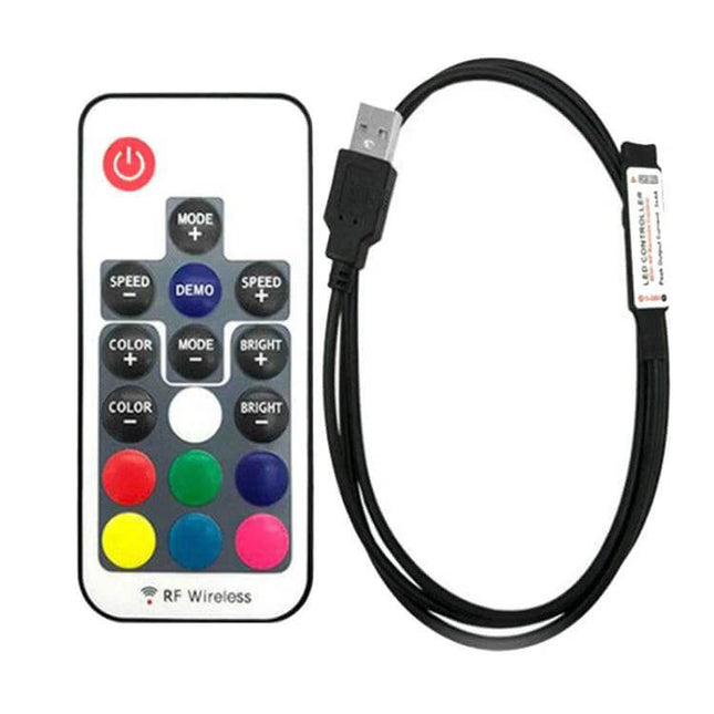 Intelligent RF Wireless Dimmable LED Strip Light Controller RF remote and USB wired receiver for 5-24V LED strip brightness control
