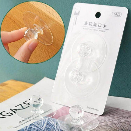 Invisible Cabinet Drawer Handle 2 Pack With Self Adhesive Suction Cups acrylic invisible grip for drawers and cabinets, 2-pack reversible no-drill install