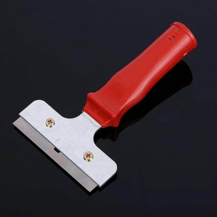 Iron Head Plastic Handle Scraper Cleaner For Glass And Tile with red plastic handle and steel blade for removing residue from glass and tile