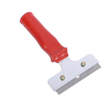 Iron Head Plastic Handle Scraper Cleaner For Glass And Tile with red plastic handle and steel blade for tile and glass scraping