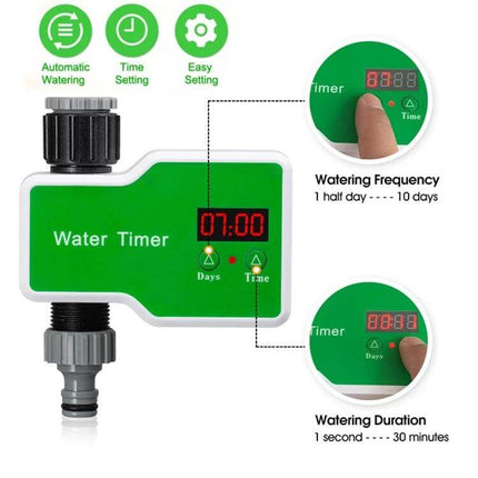 Irrigation Timer Controller For Garden With 2 Outlets bright LED water timer for greenhouse, lawn, raised beds, programmable watering intervals