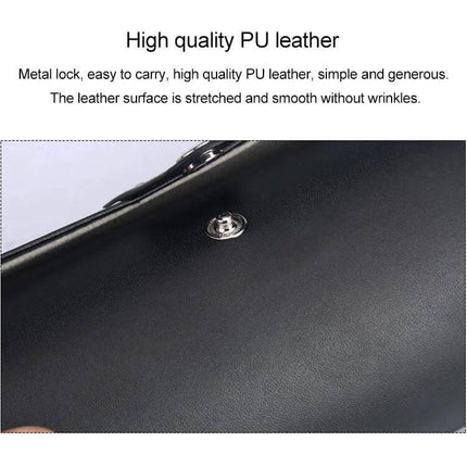 Portable Travel Watch Cylinder Case For Three Watches - closeup of black PU leather exterior with metal lock and smooth soft finish