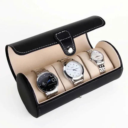 Portable Travel Watch Cylinder Case For Three Watches