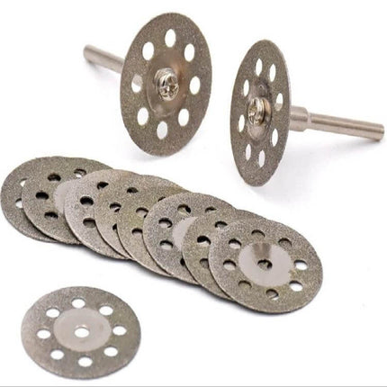 Jade Diamond Saw Blade Set For Grinder With 20 22 25 30mm Rods diamond-coated mini blades and adapter rods displayed on white background