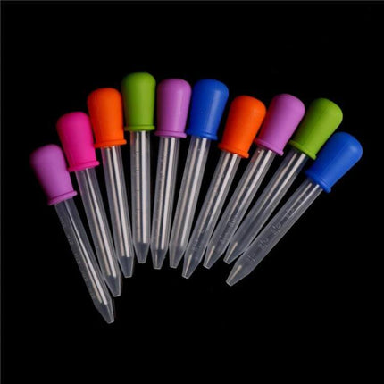 Jetting 5ml Baby Feeding Pipette Dropper for Medicine - set of clear 5ml droppers with colorful silicone bulbs, non-toxic PP for precise infant dosing