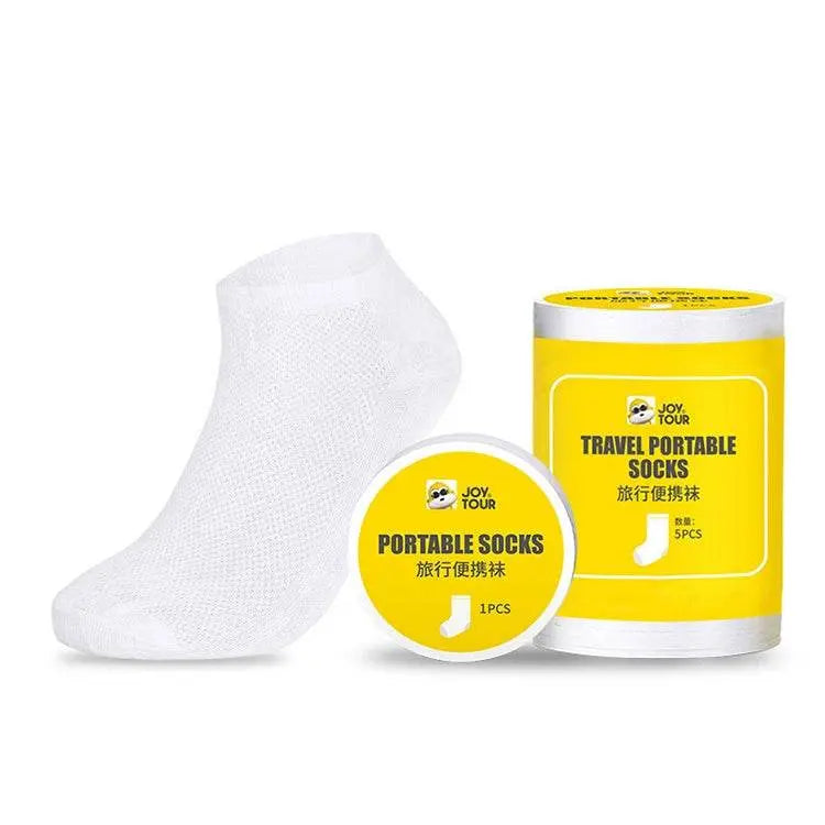 Jiaotu Disposable Socks Short Tube White Unisex 5 Pairs Pack