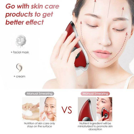 K-SKIN Facial Massager Red For Home Skincare Routine compact red device used on face to boost serum absorption and circulation