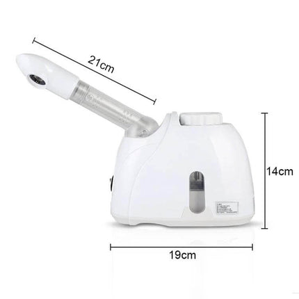 Alt Tag: K-SKIN Facial Steamer Hot Mist For Home Spa Use Daily compact white facial steamer with measurement dimensions