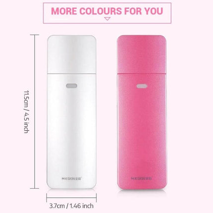 K-SKIN Nano Cool Facial Sprayer Handheld For Refreshing Skin compact white and pink handheld nano mist devices for travel and skincare