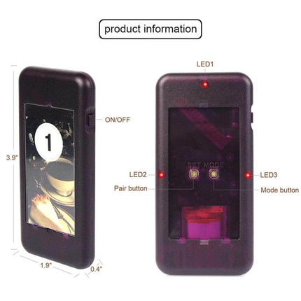 Restaurant Wireless Paging System with 20 Coaster Pagers showing keypad call button and two views of a coaster pager with LED indicators