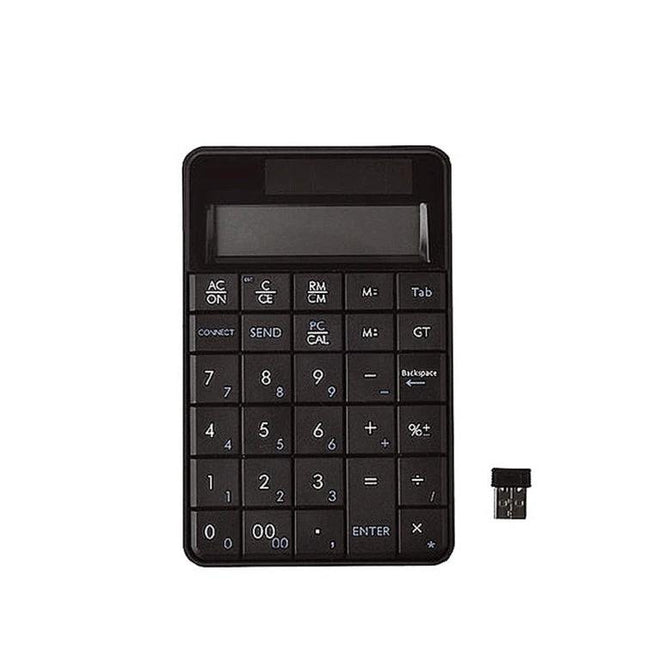 Compact Wireless Numeric Keyboard with Built-in Calculator for Everyday Computing black 29-key wireless keypad with USB receiver