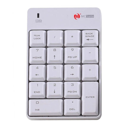 MC Saite Wireless Numeric Keypad with Built-in Calculator compact white wireless numeric keypad for laptops, integrated calculator and Enter key