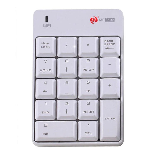 MC Saite Wireless Numeric Keypad with Built-in Calculator compact white wireless numeric keypad for laptops, integrated calculator and Enter key