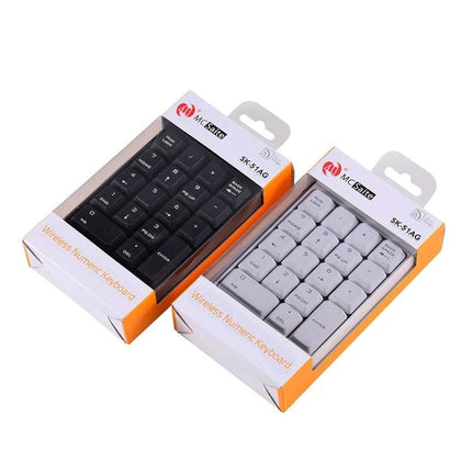 MC Saite Wireless Numeric Keypad with Built-in Calculator compact wireless numeric keypad in black and white packaging
