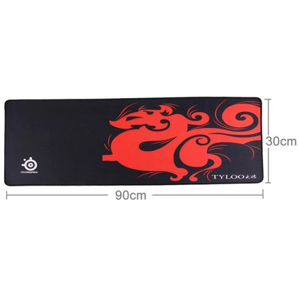 Large Dragon Mantis Mouse Pad for Gaming and Office Use, 90cm x 30cm - black pad with red dragon design, 90cm x 30cm gaming desk mat