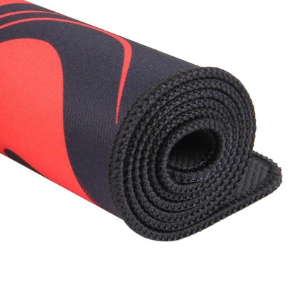 Large Dragon Mantis Mouse Pad for Gaming and Office Use, 90cm x 30cm — rolled red and black cloth gaming mouse pad with stitched edges