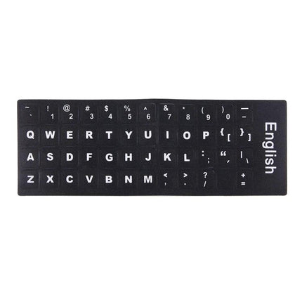 English Keyboard Stickers with White Letters for Laptops and Notebooks - black keyboard decal with clear white letters for laptops and notebooks