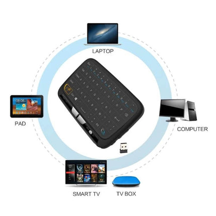 Compact Wireless QWERTY Keyboard with Touchpad for Smart TV and PC - Portable Black Mini Keyboard with Touchpad For Streaming, PC, Laptop, Tablet