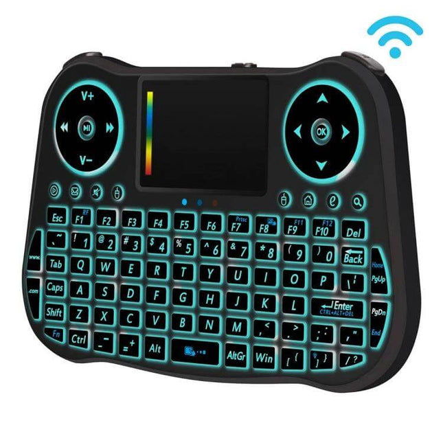 Mini Wireless Air Mouse with QWERTY Keyboard for TV and PC - compact backlit mini air mouse with touchpad and wireless control for smart TV and PC