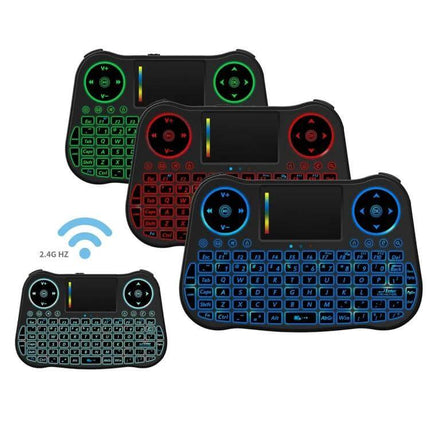 Mini Wireless Air Mouse with QWERTY Keyboard for TV and PC compact backlit remote with touchpad and 2.4GHz wireless connectivity