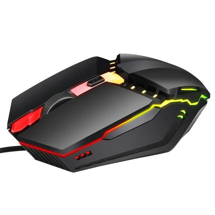 HXSJ Colorful Glowing Wired Gaming Mouse for Daily Tasks – ergonomic black wired mouse with adjustable DPI and RGB lighting for Windows and Mac