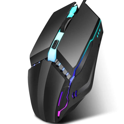 HXSJ Colorful Glowing Wired Gaming Mouse for Daily Tasks - ergonomic black mouse with adjustable DPI and RGB lighting for Windows/Mac