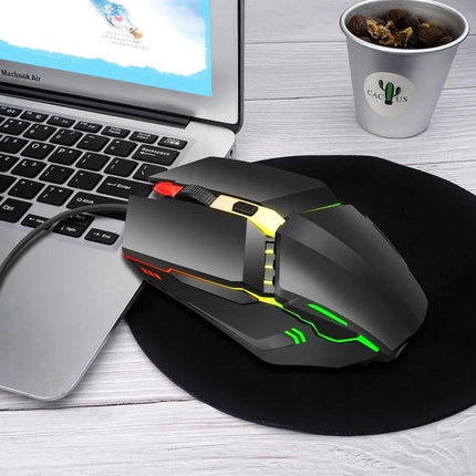 HXSJ Colorful Glowing Wired Gaming Mouse for Daily Tasks on laptop, ergonomic RGB mouse with adjustable DPI and comfortable shape