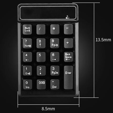 MC Saite Wireless 19-Key Numeric Keyboard for Everyday Computing compact ABS wireless numeric keypad, 13x8.5x3.5cm, slim portable 19-key design