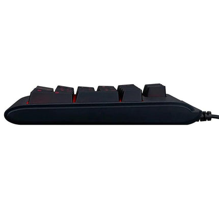 MC Saite Compact 19-Key Wired Backlit Numeric Keyboard side view showing slim black ABS body, red backlight and USB cable for data entry