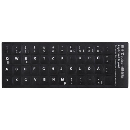 German Keyboard Layout Stickers for Laptops and Desktops - black adhesive German keyboard sticker sheet with umlauts and special characters