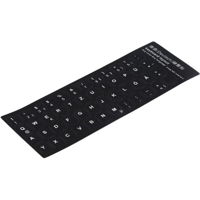 German Keyboard Layout Stickers for Laptops and Desktops - black adhesive German layout keyboard stickers for laptops and desktops