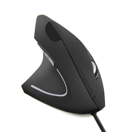 Ergonomic Wired Vertical Mouse for Left-Handed Computer Use - black wired left-handed ergonomic vertical grip mouse with scroll wheel and side buttons
