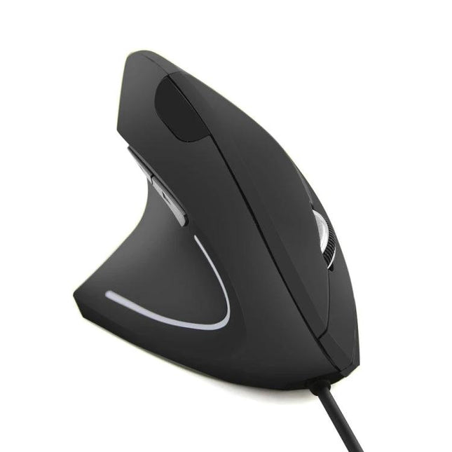 Ergonomic Wired Vertical Mouse for Left-Handed Computer Use - black wired left-handed ergonomic vertical grip mouse with scroll wheel and side buttons