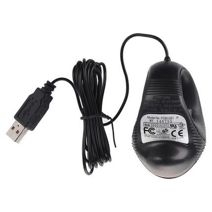 Compact Handheld Wired Mouse for Table-Free Operation — black compact wired USB mouse for thumb navigation, ideal for couch or travel use