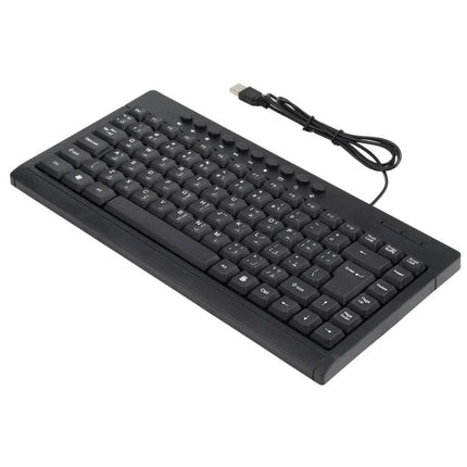 Mini Wired Keyboard with Arabic Layout for Daily Computing - compact USB plug-and-play black keyboard for Arabic typing and daily office tasks