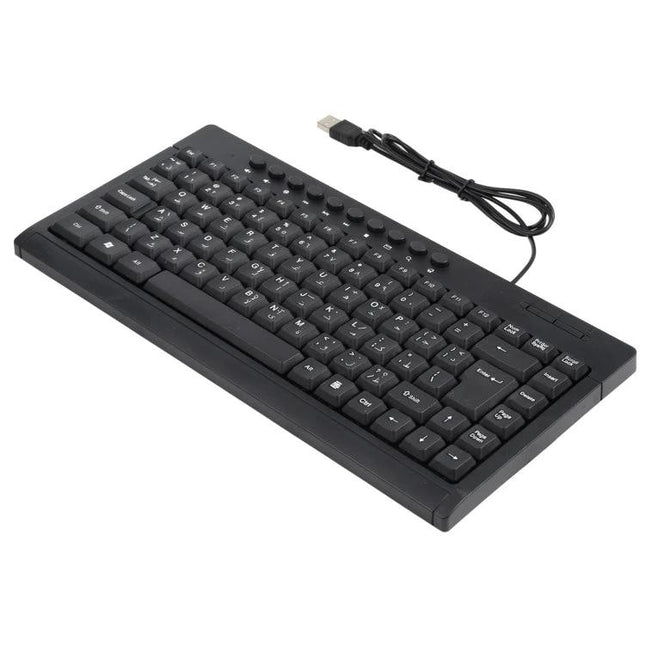 Mini Wired Keyboard with Arabic Layout for Daily Computing - compact USB plug-and-play black keyboard for Arabic typing and daily office tasks