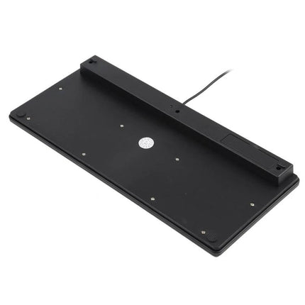 Slim and Portable Mini Wired Keyboard with German Layout black underside showing cable and compact 28.5x12x2cm portable design