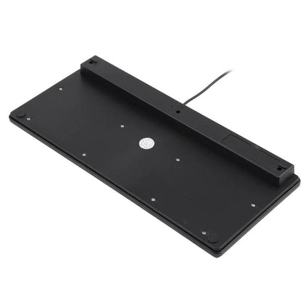 Compact Ultra-Thin Wired Keyboard with French Layout Design shown from underside, slim black wired keyboard base and cable
