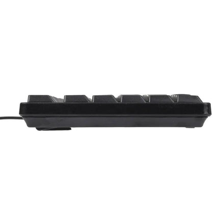 Ergonomic Waterproof USB Keyboard for Arabic Typing - low-profile black keyboard side view, waterproof ergonomic design for home and office use