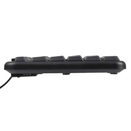 Ergonomic Wired USB Keyboard and Mouse Set for Daily Computing - low-profile wired keyboard side view showing ergonomic key slope