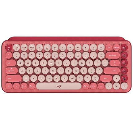 Logitech POP Keys Round Button Bluetooth Mechanical Keyboard in pink with round keycaps, Bluetooth multi-device Easy-Switch, compact layout