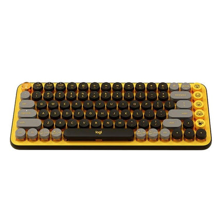 Logitech POP Keys Round Button Bluetooth Mechanical Keyboard in yellow with round keycaps and multi-device Bluetooth switching