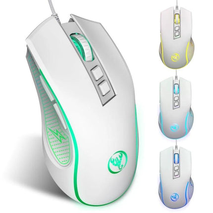 HXSJ X100 Wired Gaming Mouse with Colorful Backlight white ergonomic wired mouse with adjustable DPI and RGB backlight