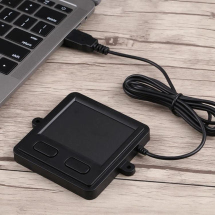 Reliable Wired USB Touchpad Mouse for Daily Computer Navigation — compact wired USB touchpad mouse beside laptop for smooth cursor control