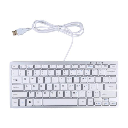 Compact 78-Key Ultra-Thin Wired Keyboard for Everyday Use white wired USB keyboard with aluminum alloy frame, compact portable design